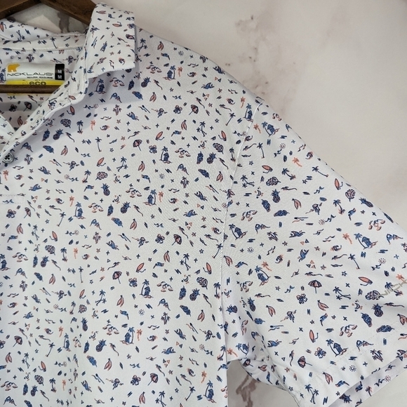 Jack Nicklaus Shirt Mens Large Polo White Pattern Short Sleeve Eco Choice Palm - Picture 11 of 11